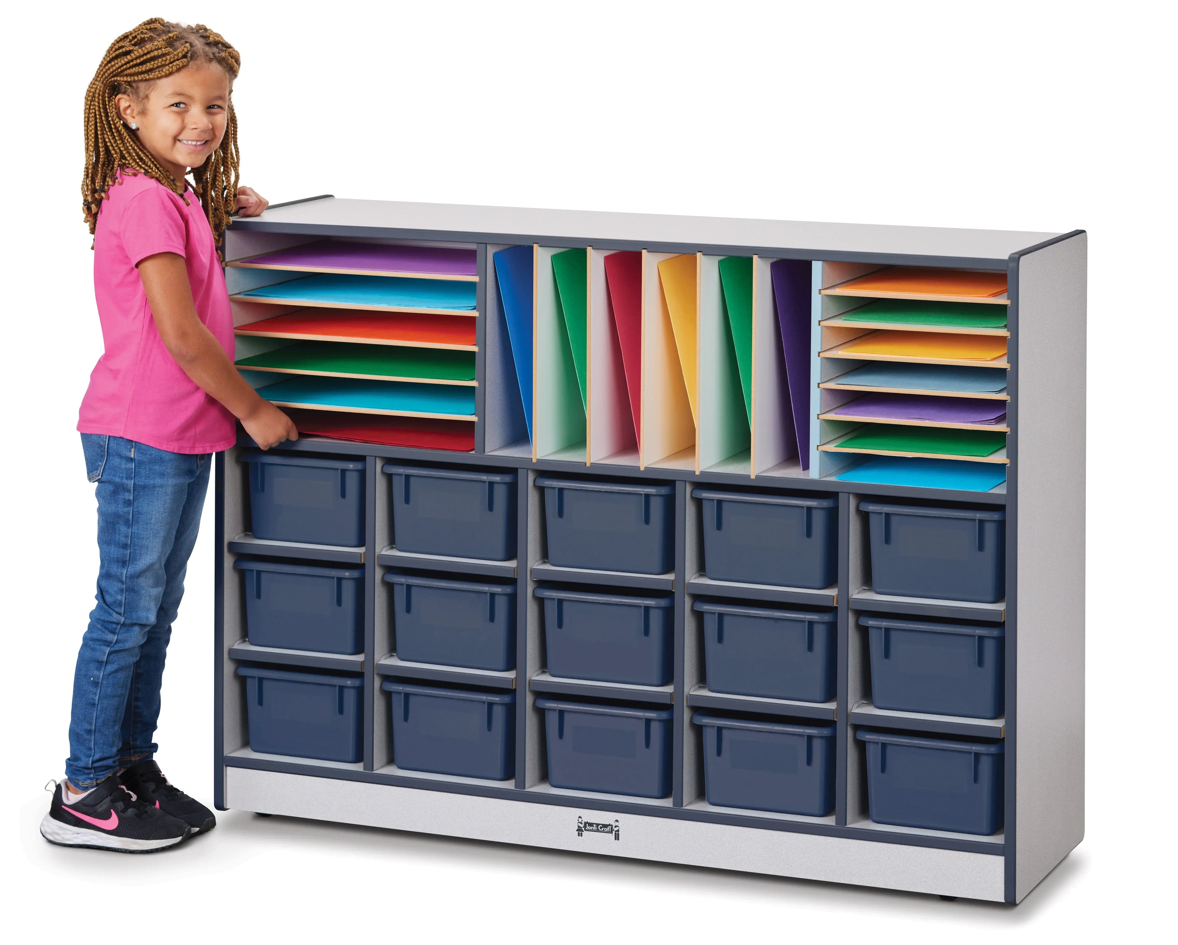 Rainbow Accents® Sectional Cubbie-Tray Mobile Unit - with Trays - Navy