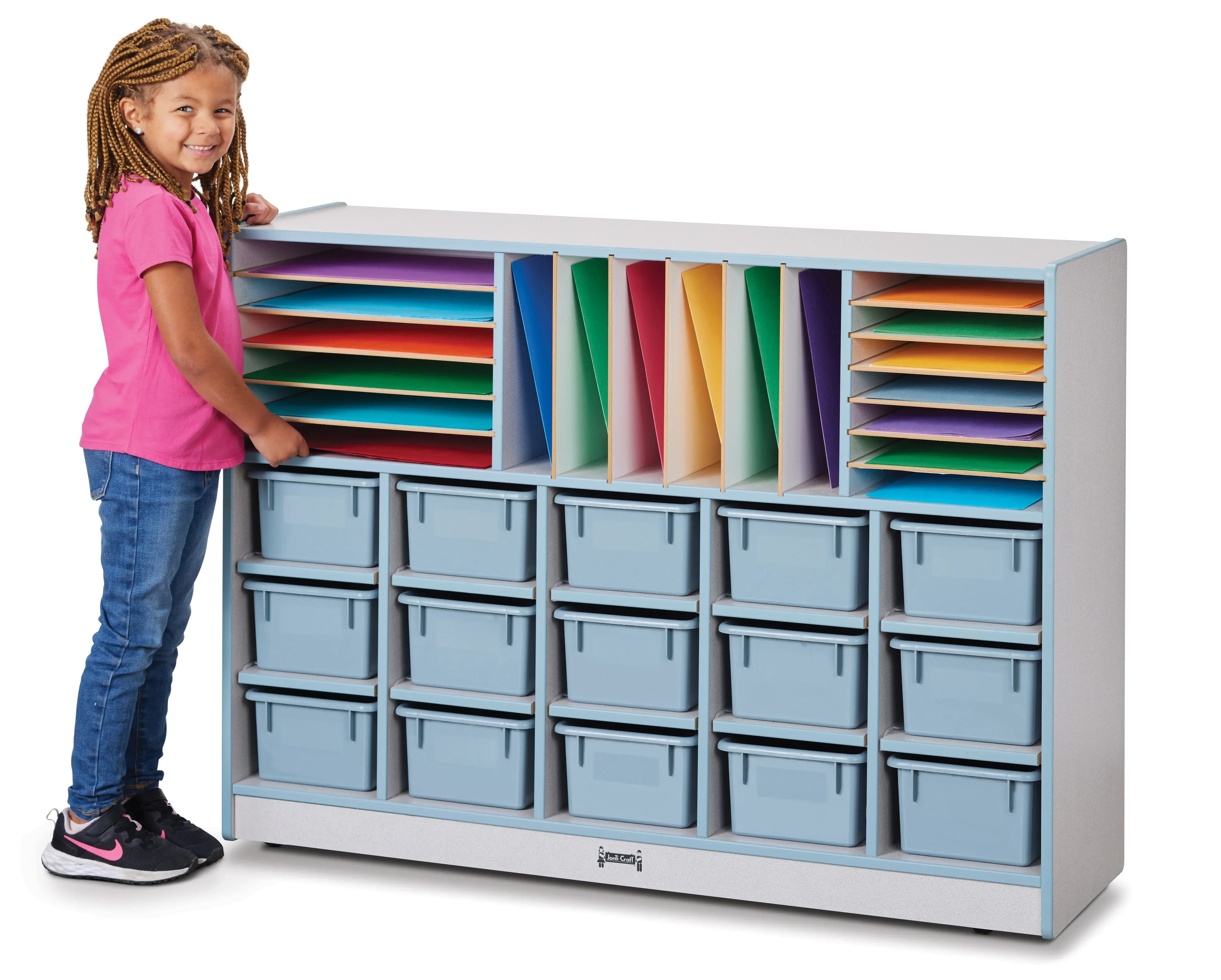 Rainbow Accents® Sectional Cubbie-Tray Mobile Unit - with Trays - Coastal Blue