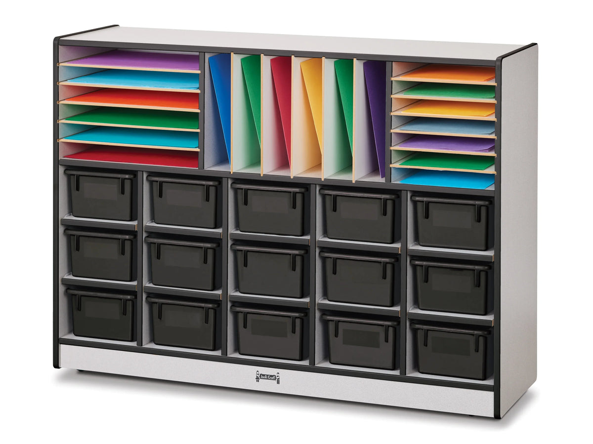 Rainbow Accents® Sectional Cubbie-Tray Mobile Unit - with Trays - Black