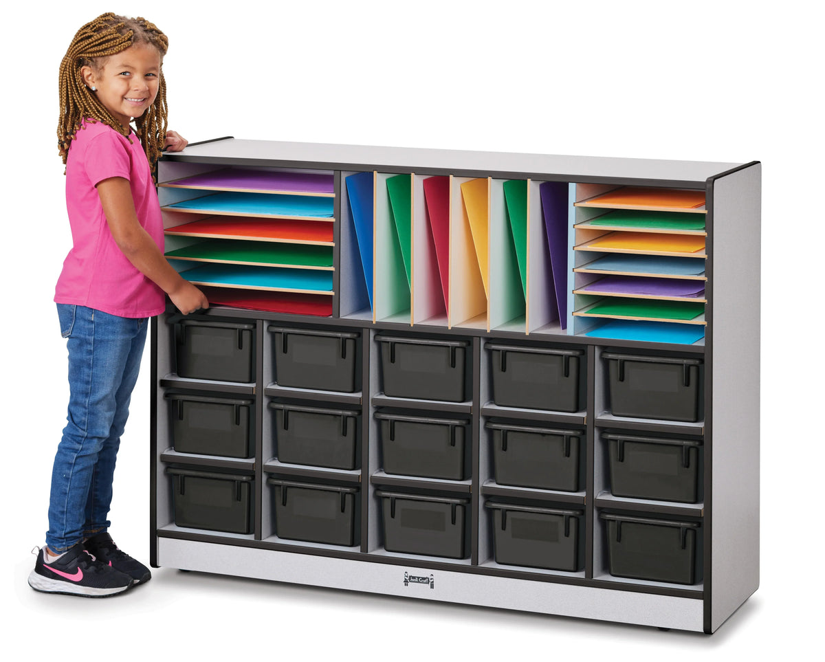 Rainbow Accents® Sectional Cubbie-Tray Mobile Unit - with Trays - Black