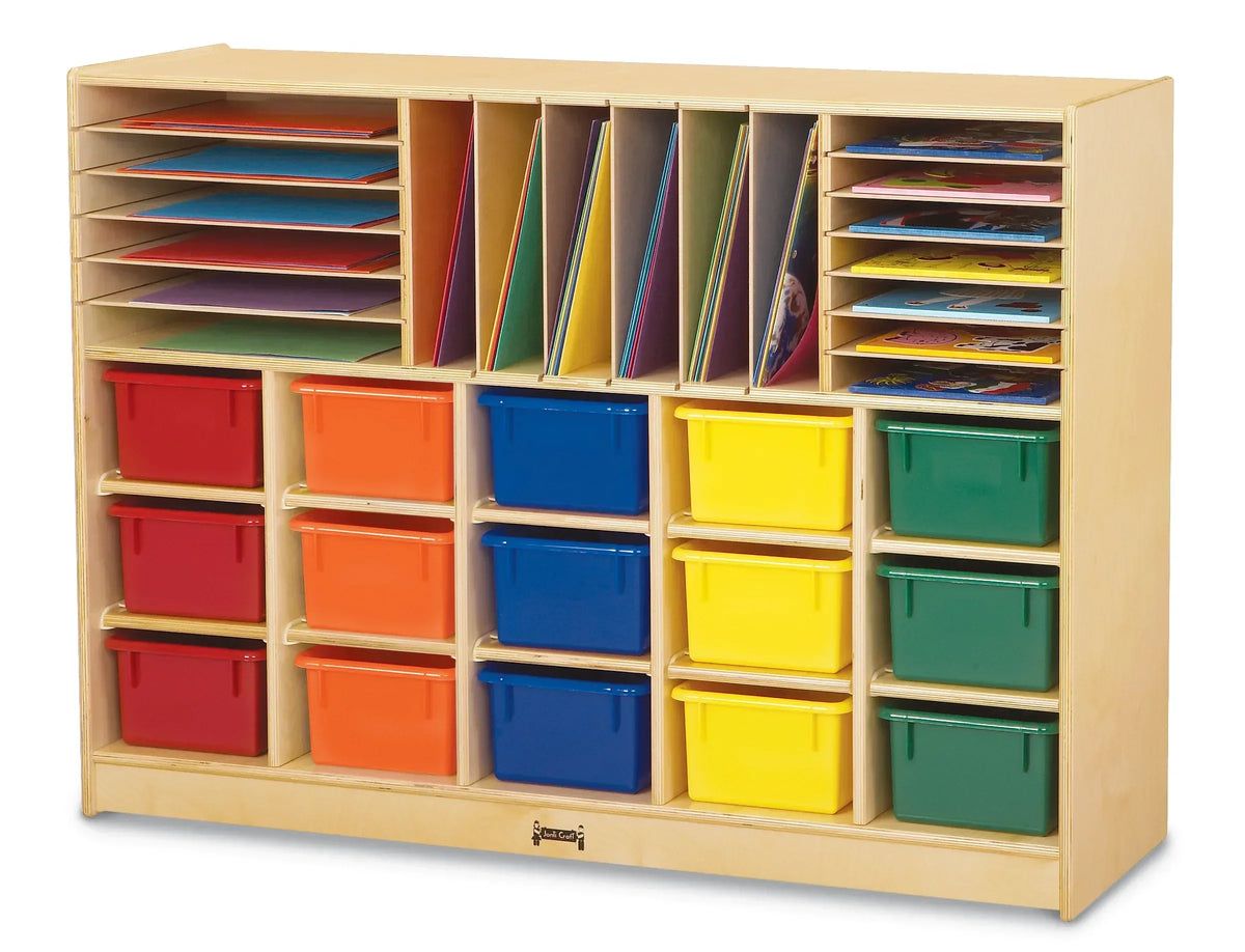 Jonti-Craft® Sectional Cubbie-Tray Mobile Unit - with Colored Trays - Magnetic Write-n-Wipe Back