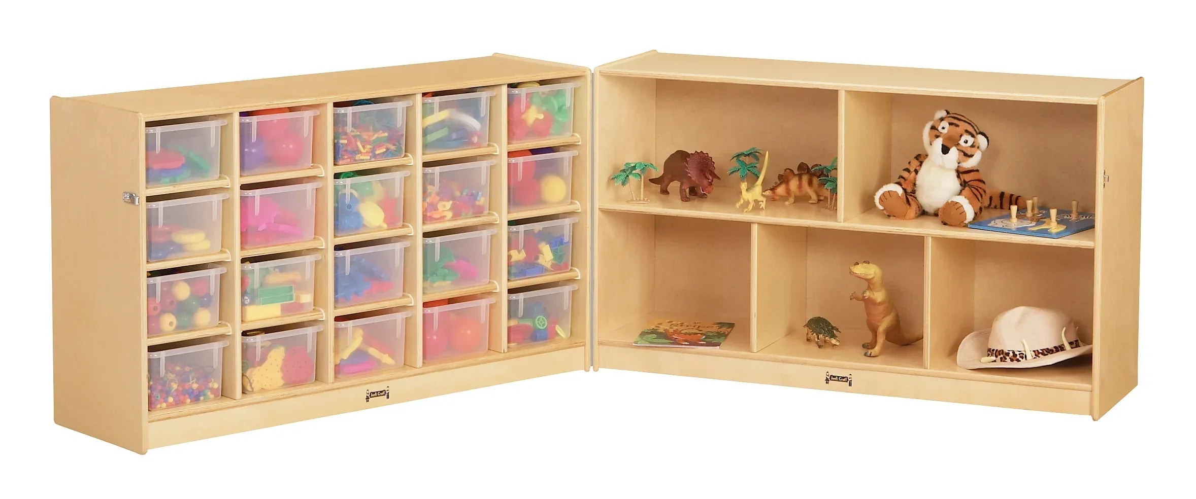 Jonti-Craft® 20 Cubbie-Tray Fold-n-Lock - with Clear Trays