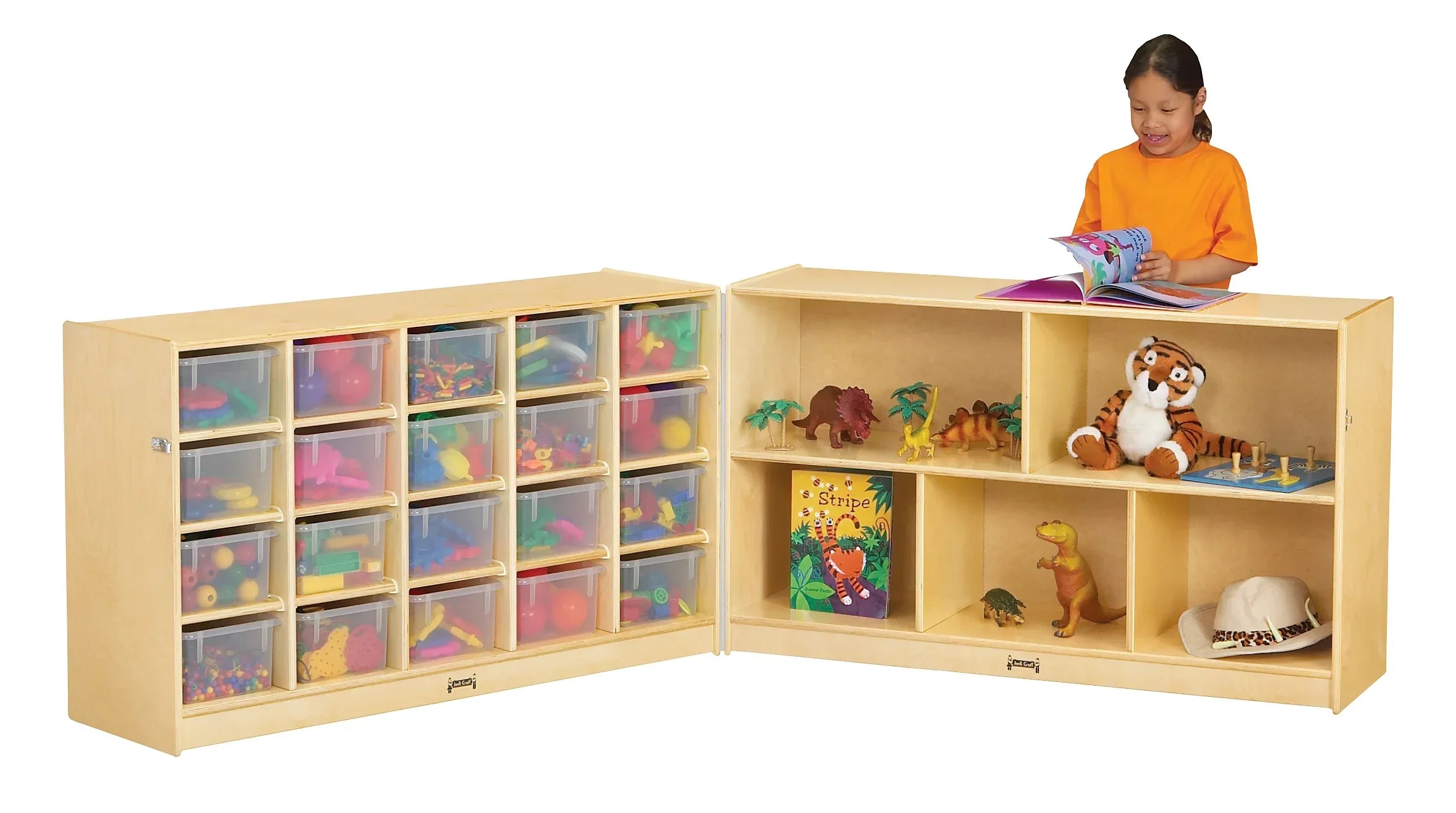 Jonti-Craft® 20 Cubbie-Tray Fold-n-Lock - with Clear Trays