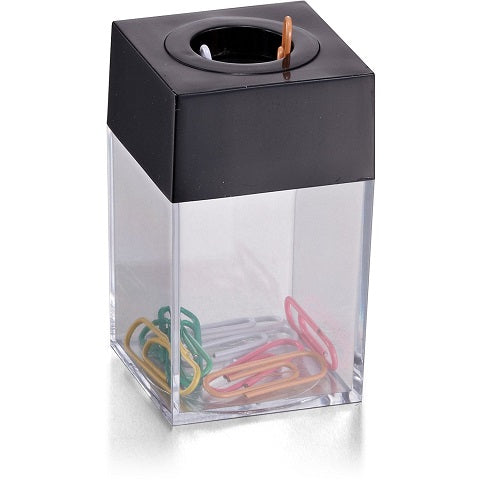 Small Clip Dispenser with Magnetic Top, Clear/Black