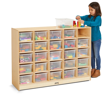 Jonti-Craft® 25 Cubbie-Tray Mobile Storage - with Clear Trays - Plywood Back