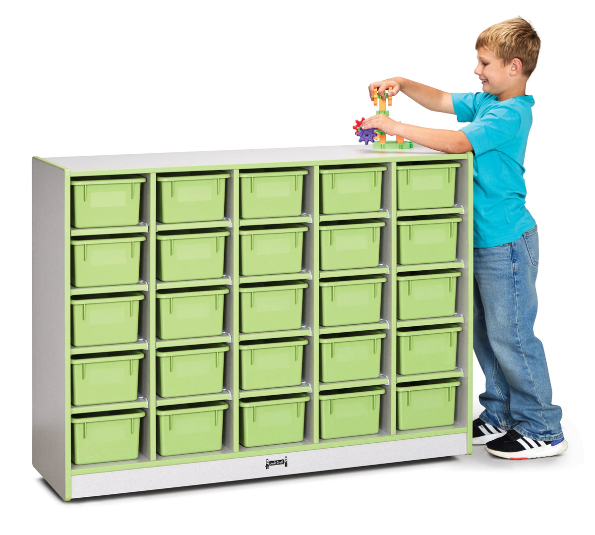 Rainbow Accents® 25 Cubbie-Tray Mobile Storage - with Trays - Key Lime Green
