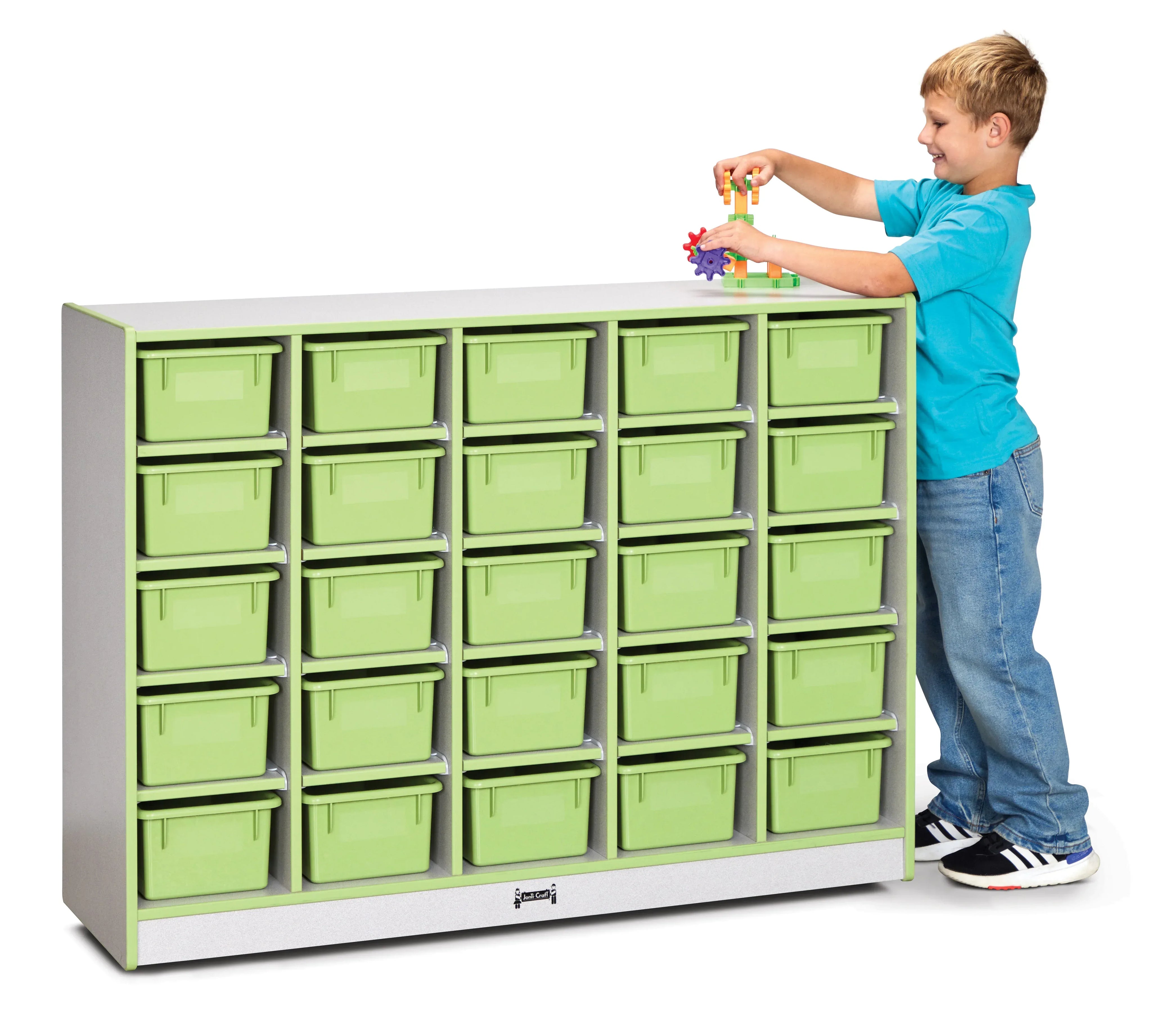 Rainbow Accents® 25 Cubbie-Tray Mobile Storage - with Trays - Key Lime Green