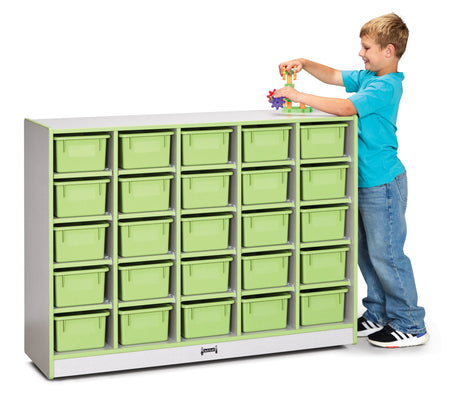 Rainbow Accents® 25 Cubbie-Tray Mobile Storage - with Trays - Key Lime Green
