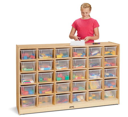 Jonti-Craft® 30 Cubbie-Tray Mobile Storage - with Clear Trays - Magnetic Write-n-Wipe Back
