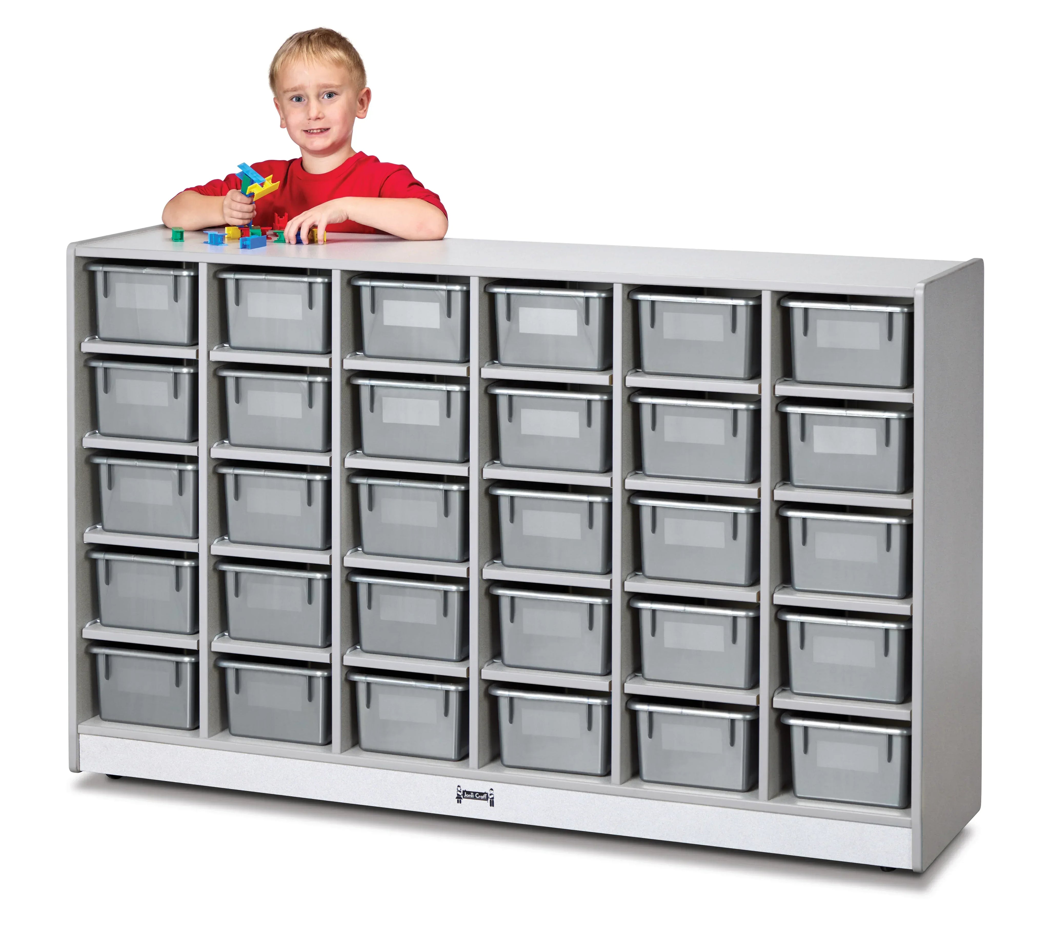 Rainbow Accents® 30 Cubbie-Tray Mobile Storage - with Trays - Gray