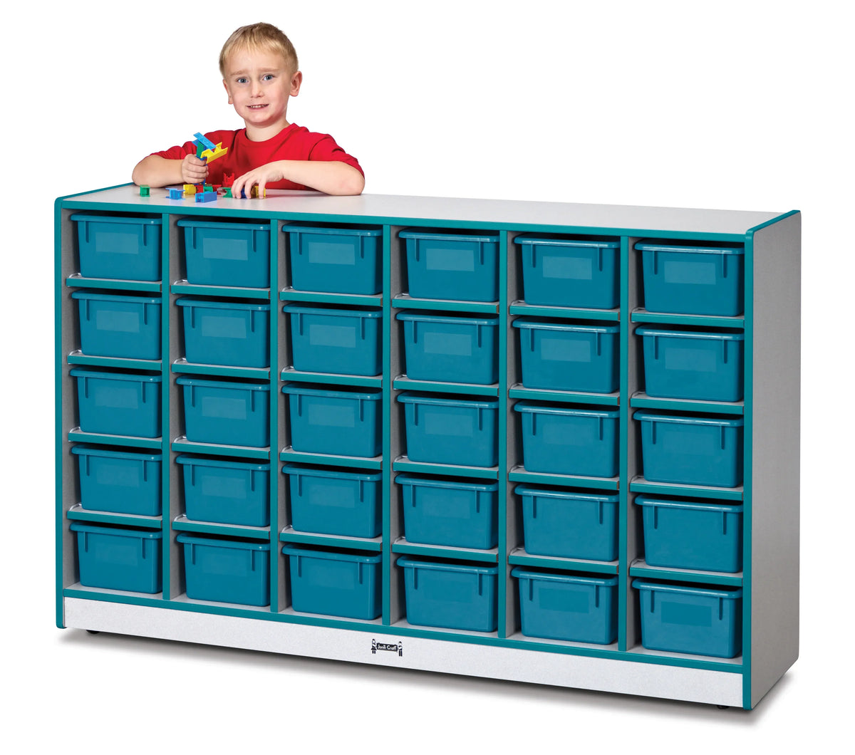 Rainbow Accents® 30 Cubbie-Tray Mobile Storage - with Trays - Teal