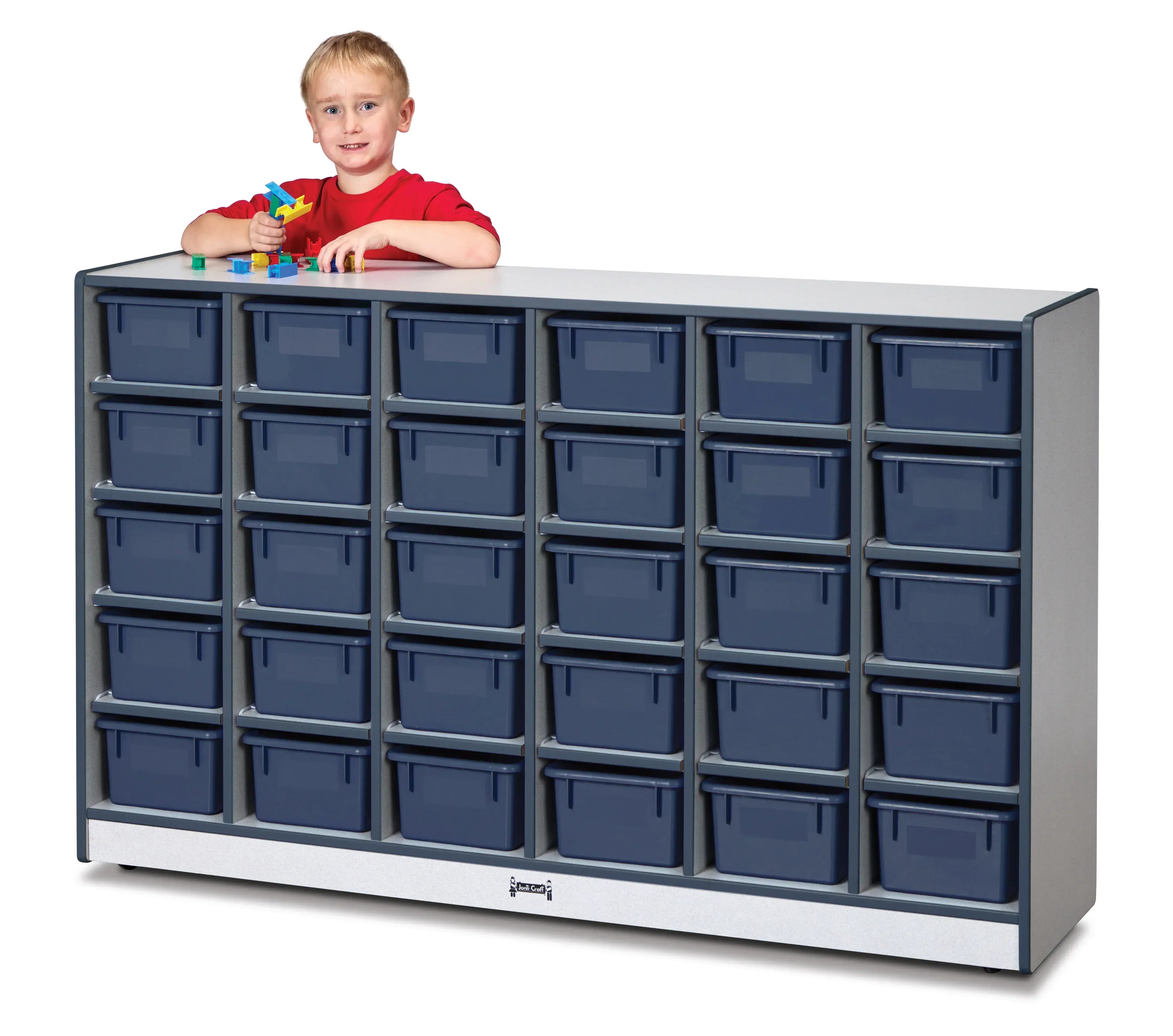 Rainbow Accents® 30 Cubbie-Tray Mobile Storage - with Trays - Navy