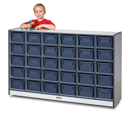 Rainbow Accents® 30 Cubbie-Tray Mobile Storage - with Trays - Navy