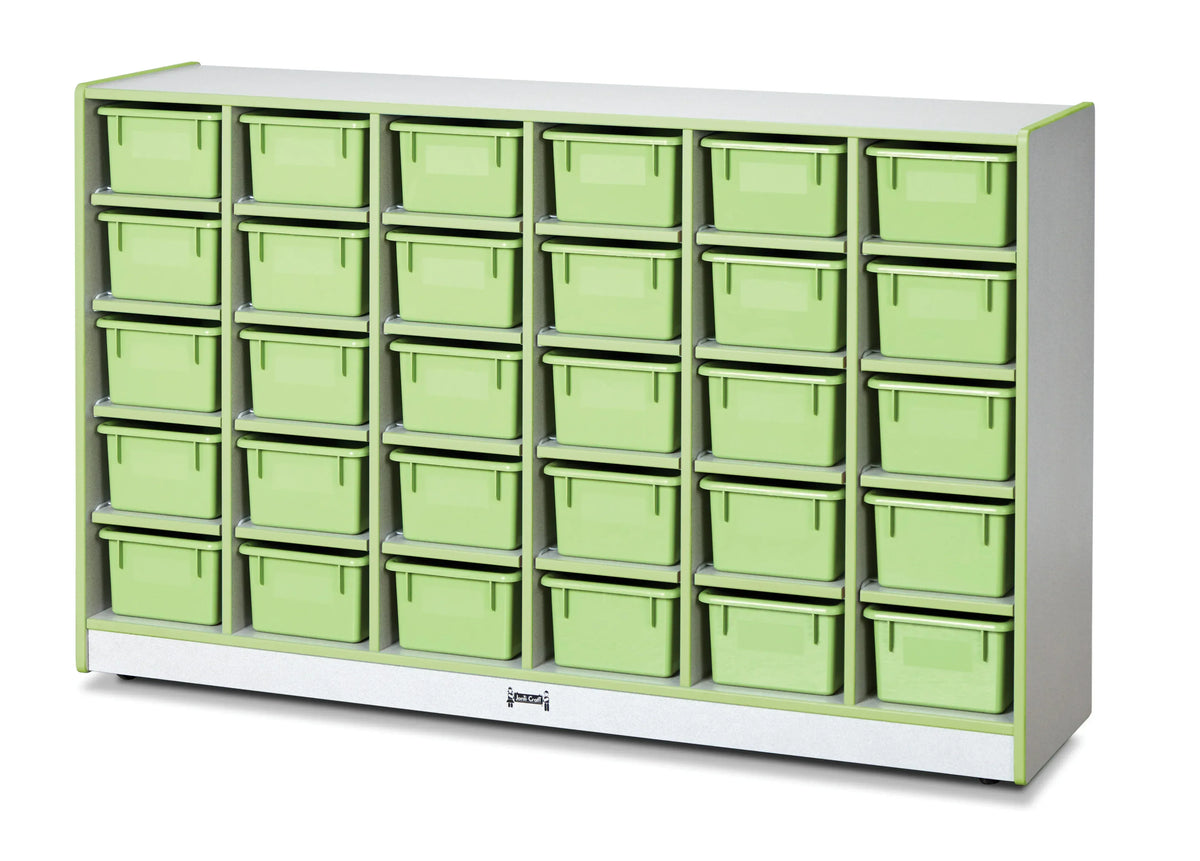 Rainbow Accents® 30 Cubbie-Tray Mobile Storage - with Trays - Key Lime Green