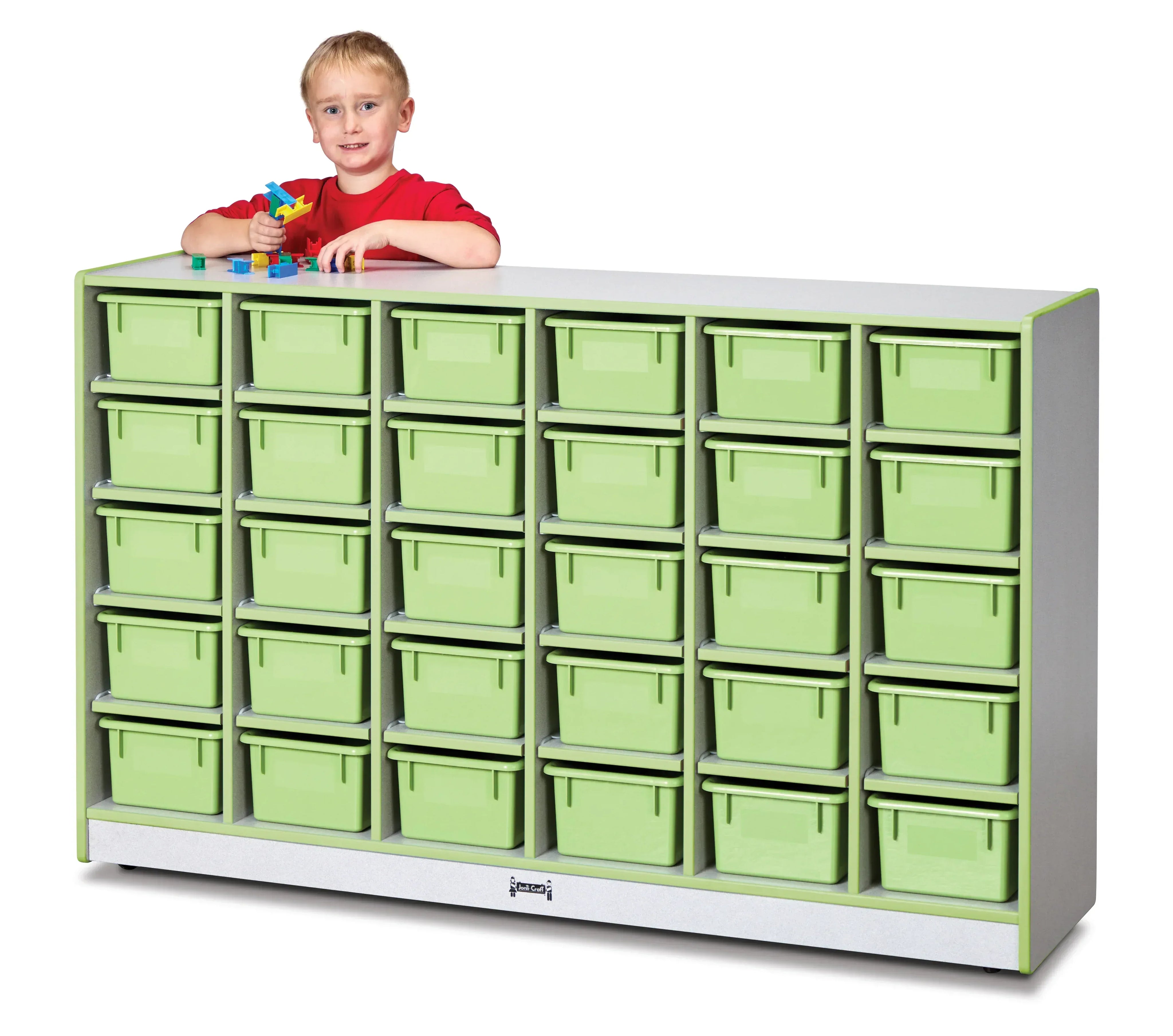 Rainbow Accents® 30 Cubbie-Tray Mobile Storage - with Trays - Key Lime Green