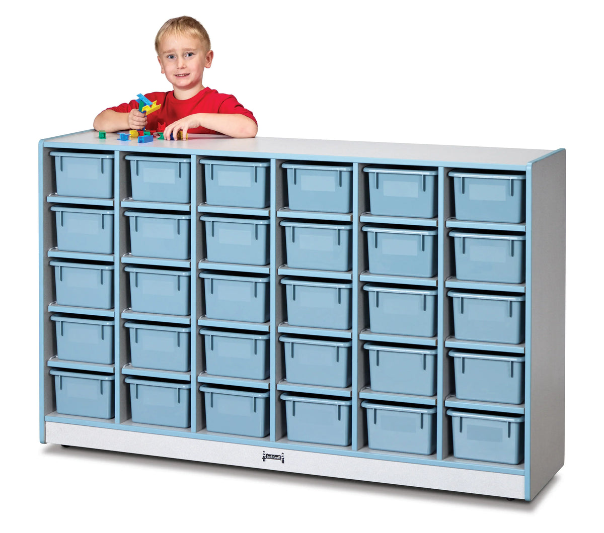 Rainbow Accents® 30 Cubbie-Tray Mobile Storage - with Trays - Coastal Blue
