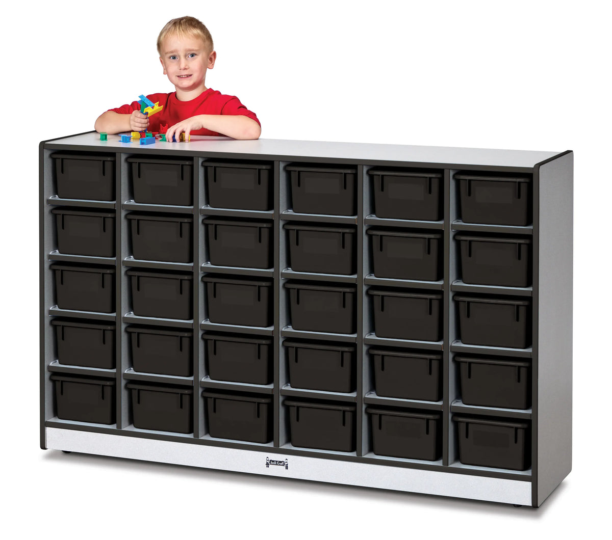Rainbow Accents® 30 Cubbie-Tray Mobile Storage - with Trays - Black