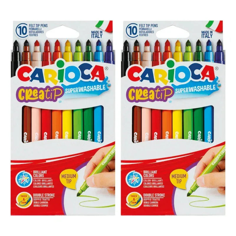 Creatip Medium Tip Washable Felt Tip Pens, 10 Per Pack, 2 Packs