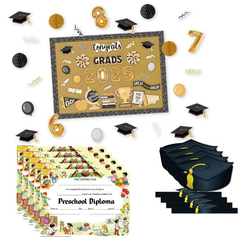 Preschool Graduation Party Kit, Classroom DÃ©cor, Graduation Crowns & Diplomas