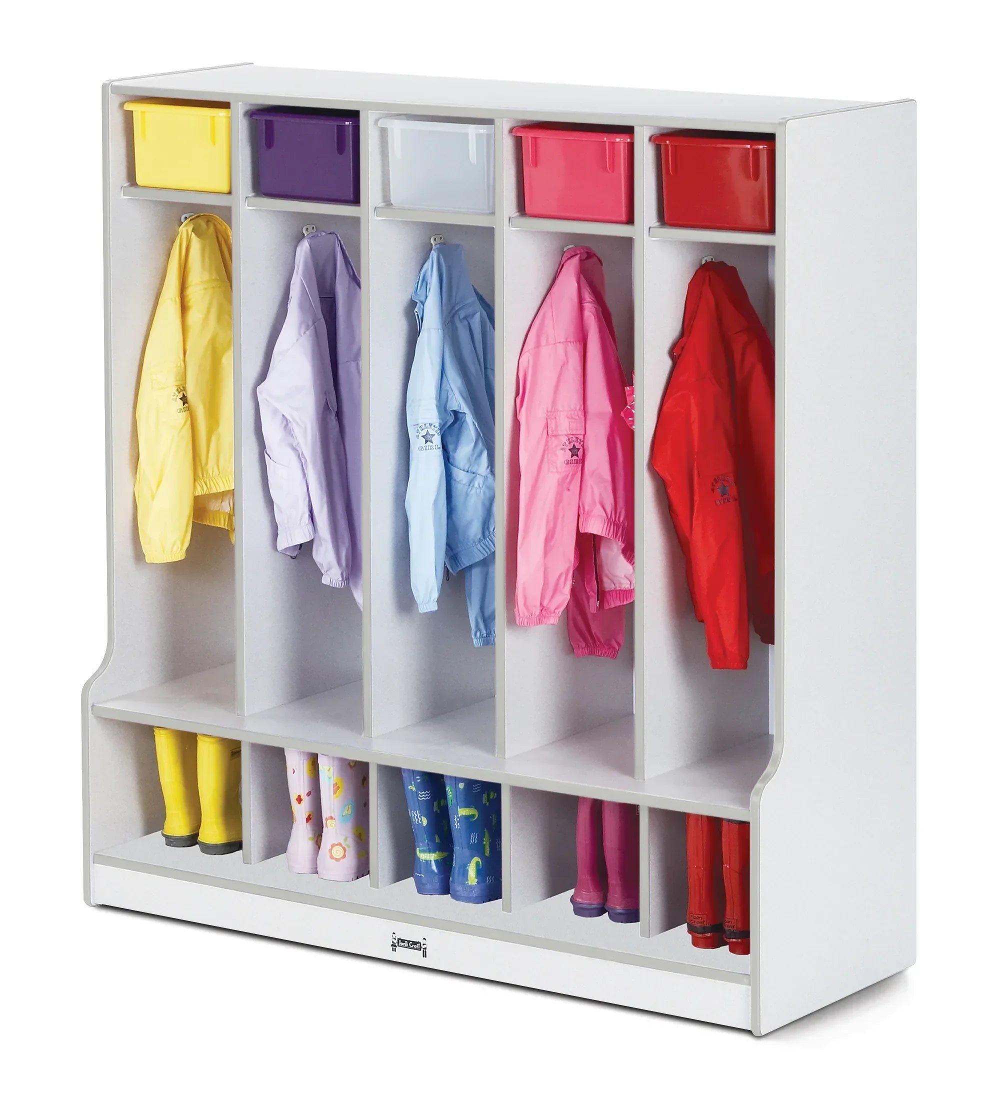 Rainbow Accents® 5 Section Coat Locker with Step - Gray