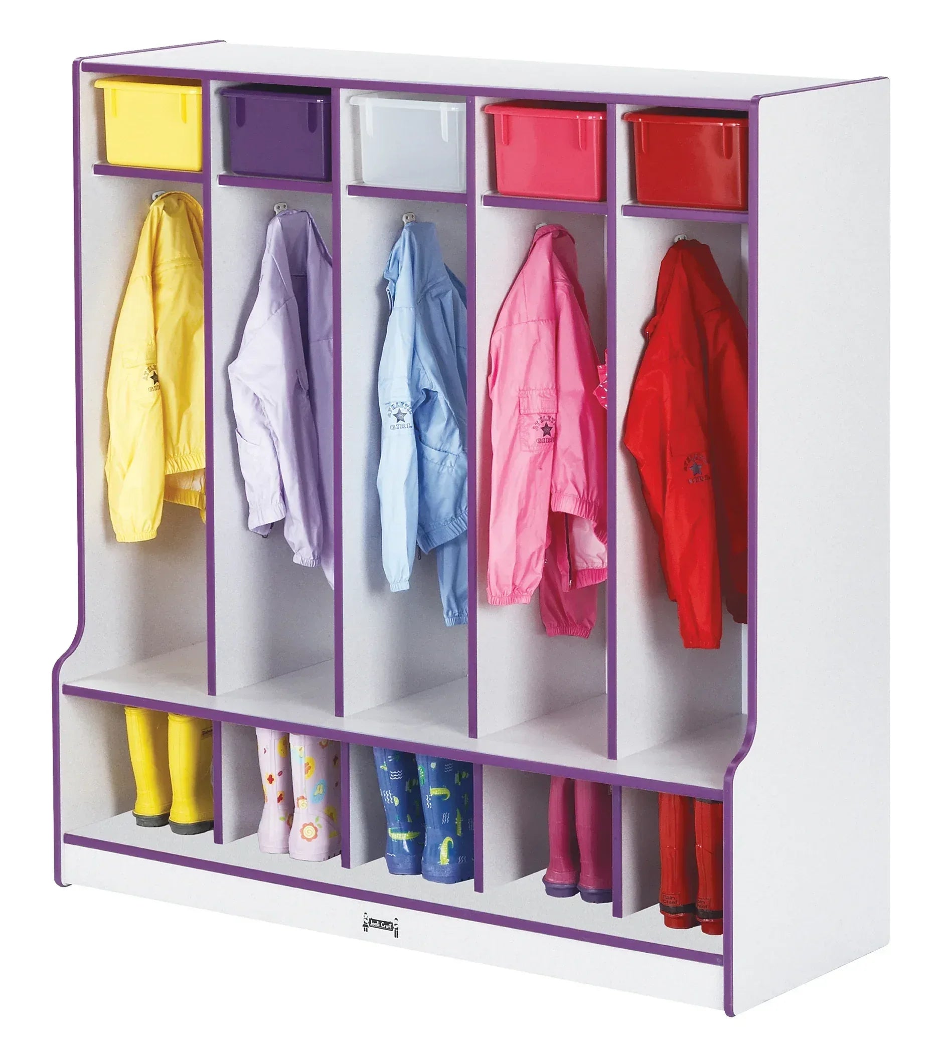 Rainbow Accents® 5 Section Coat Locker with Step - Purple