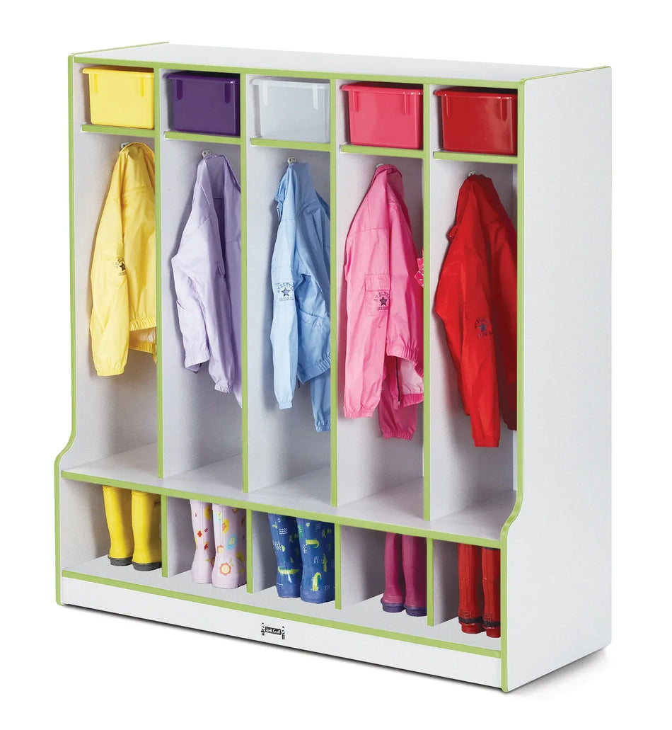 Rainbow Accents® 5 Section Coat Locker with Step - Key Lime Green