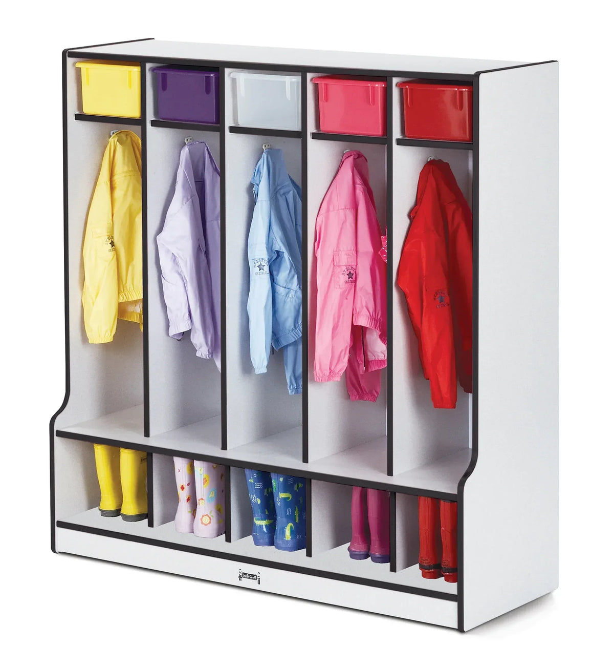 Rainbow Accents® 5 Section Coat Locker with Step - Black