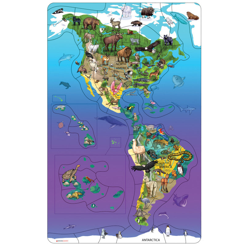 Animal Magnetism&reg; Magnetic Wildlife Map Puzzle: North & South America