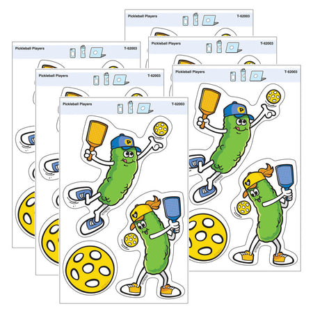 Pickleball Players Vinyl Stickers, 3 Per Pack, 6 Packs
