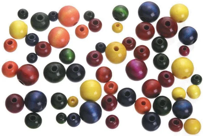 Wood Beads Colorful Round - 150 pk