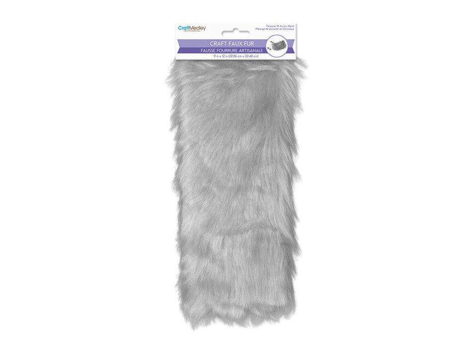 Long Pile Craft Fur - Gray - 9 x 12 inches