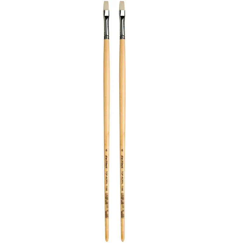 TOP-ACRYL Bright White Brush, Synthetic, Acrylic & Oil, Flat, Series 7182, Size 6, Pack of 2