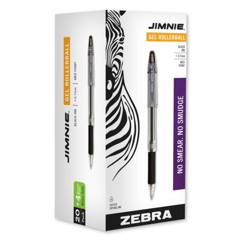Gel Pens, 0.7mm Medium Point, Black with Blue Bonus, Comfort Grip, 24 Count