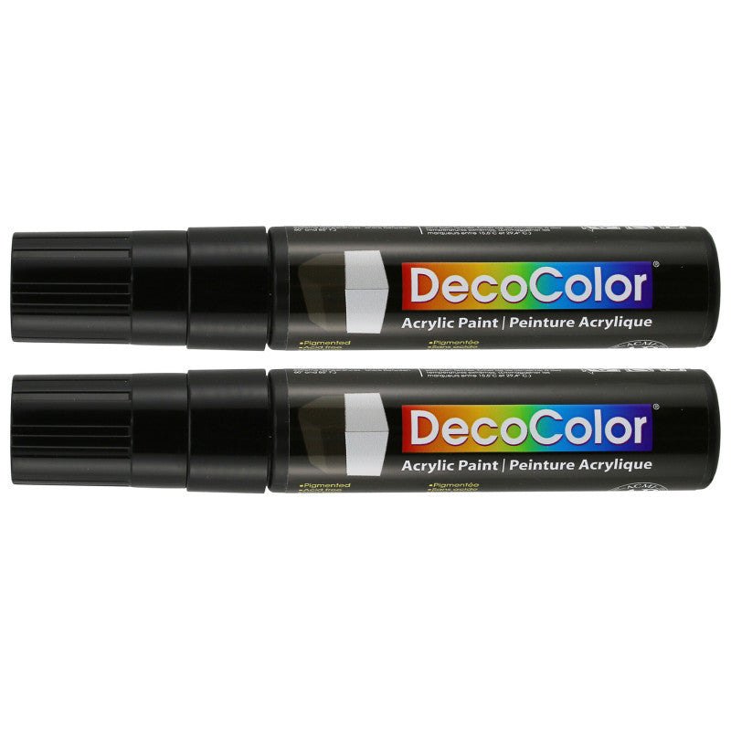 DecoColorÂ® Acrylic Paint Marker, 515-C, Wedge Tip, Black, Set of 2