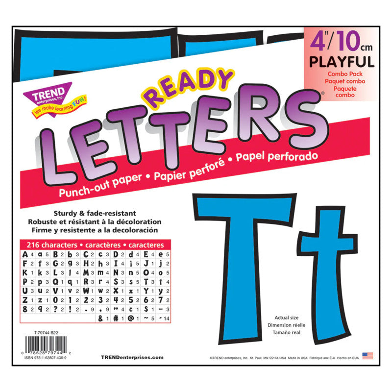 Blue 4-Inch Playful Uppercase/Lowercase Combo Pack (EN/SP) Ready Letters&reg;