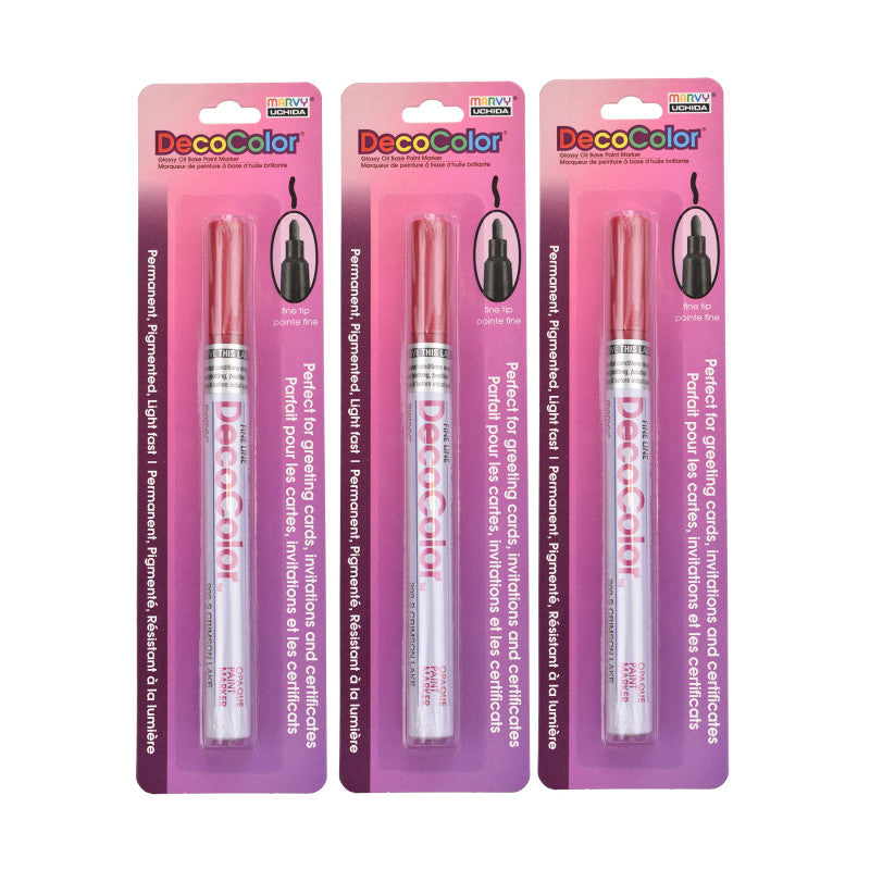 DecoColorÂ® Paint Marker, Fine Tip, 200-S, Crimson Lake #46, Set of 3