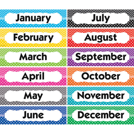 Chevrons and Dots Monthly Headliners, Pack of 12