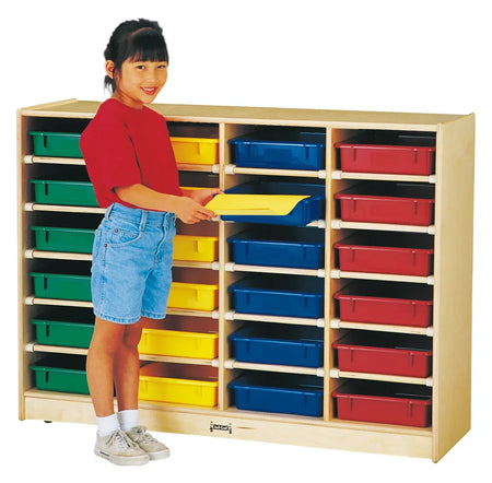 Jonti-Craft® 24 Paper-Tray Mobile Storage - with Colored Paper-Trays - Plywood Back