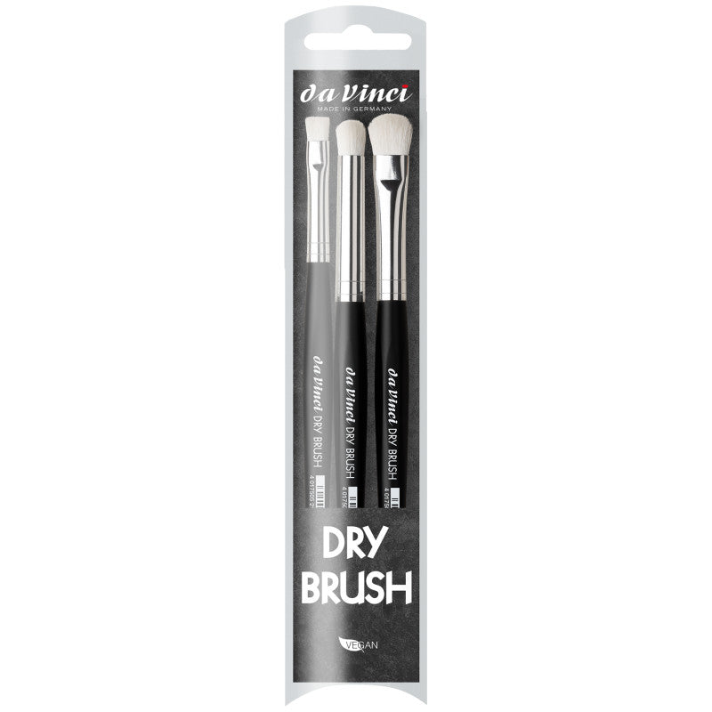 DRY BURSH Miniature Painting Brushes, Synthetic, All Paint Types, Assorted, 3 Brush Set