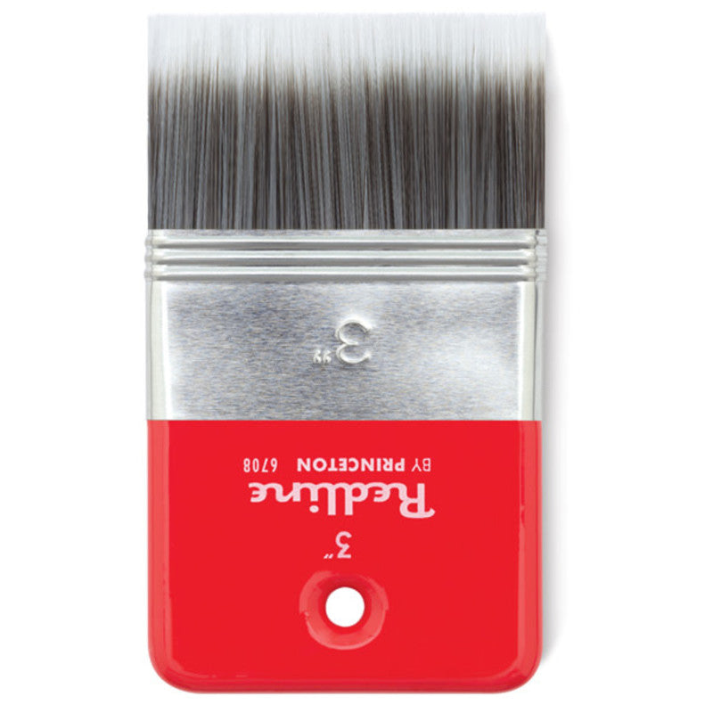 Redline Flat Brush, Synthetic Bristles, Short Handle Mixed Media Paintbrush, Red, Size 3 inch, 1 Count