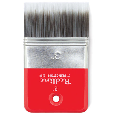 Redline Flat Brush, Synthetic Bristles, Short Handle Mixed Media Paintbrush, Red, Size 3 inch, 1 Count