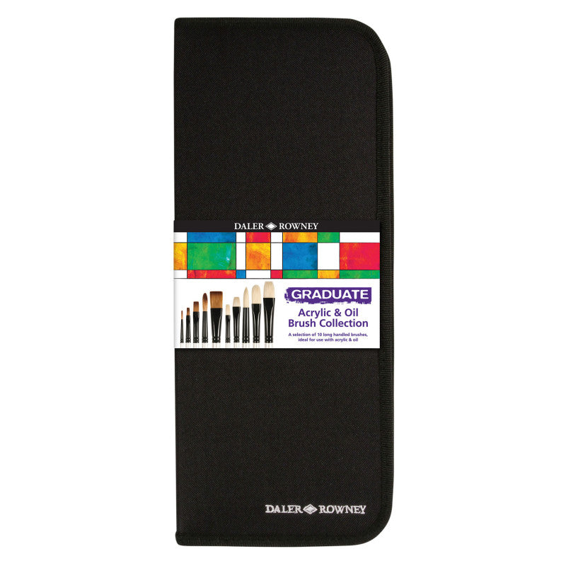 Graduate Artist's Brush Set with Zip Case, Long Handle, 10 Pieces