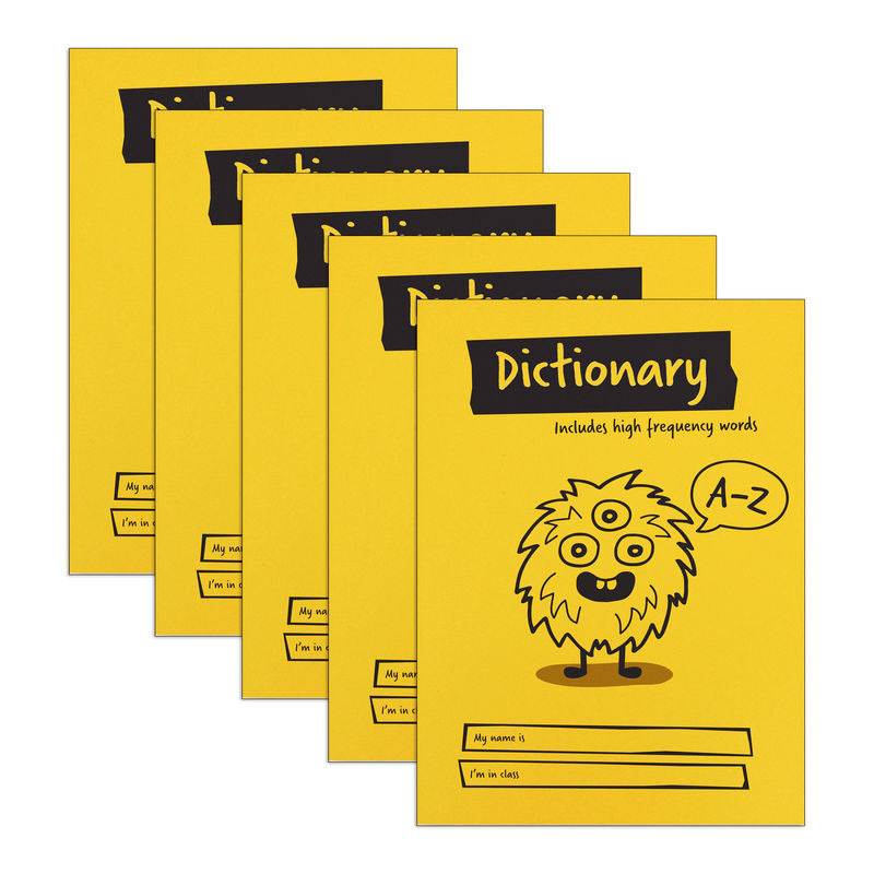 Little Monsters Primary Dictionary Book, A5, 28 Pages, Yellow, 5-Pack