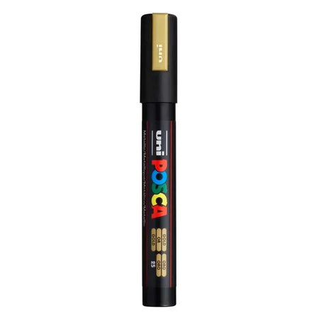 uni® POSCA PC-5M Water-Based Paint Markers, Reversible Medium Tip (1.8-2.5mm), Gold