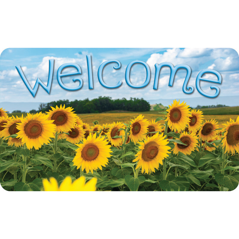 The Original Fun Mat&trade;, Welcome Mat, 18" x 30", Sunflowers Welcome