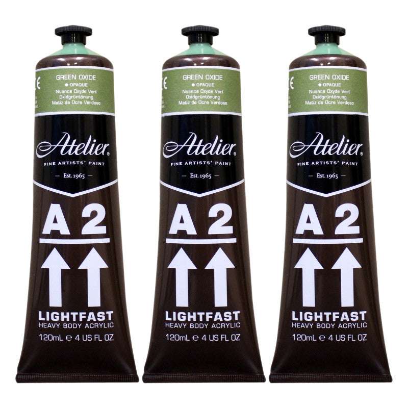 A2 Heavy Body Lightfast Artist Acrylic, 4 oz., Green Oxide Hue, Pack of 3
