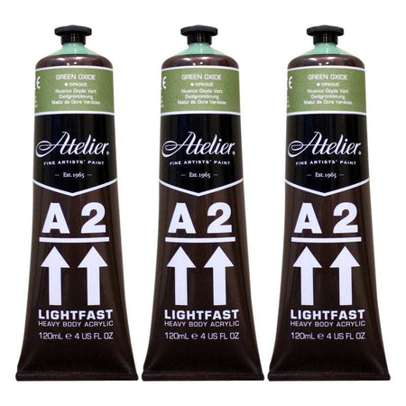 A2 Heavy Body Lightfast Artist Acrylic, 4 oz., Green Oxide Hue, Pack of 3