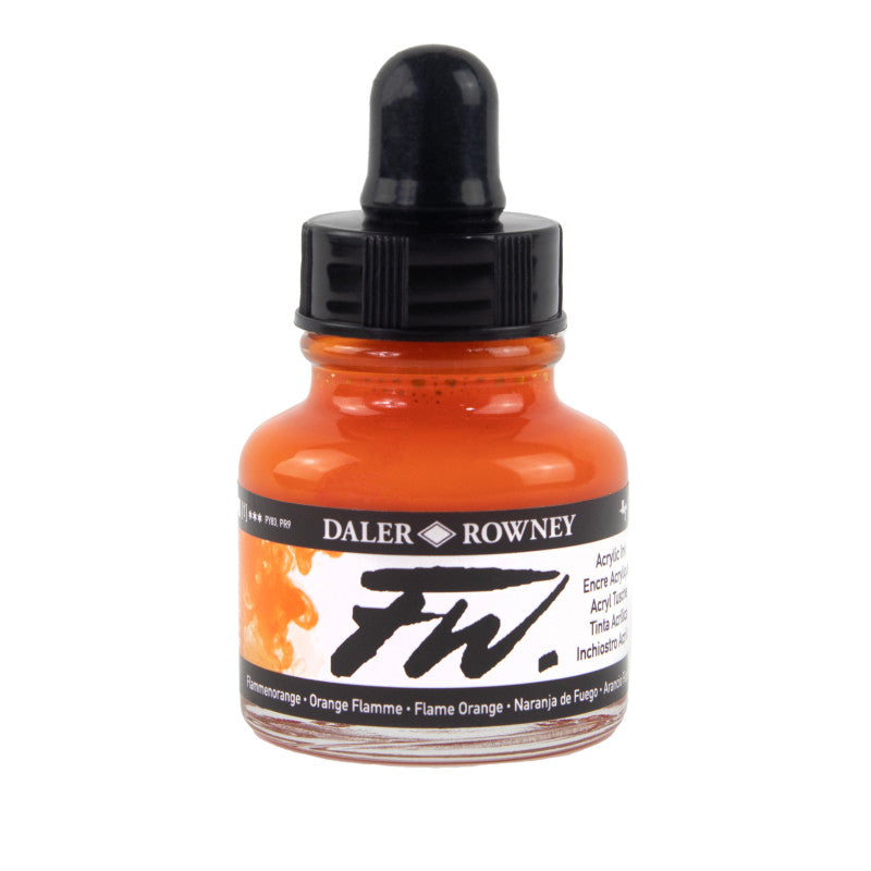 FW Acrylic Ink, Flame Orange, 29.5ml, 1 Count