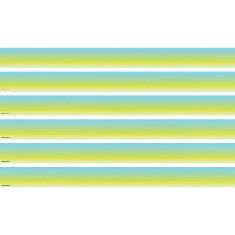 Aqua and Lime Color Wash Straight Border Trim, 35 Feet Per Pack, 6 Packs