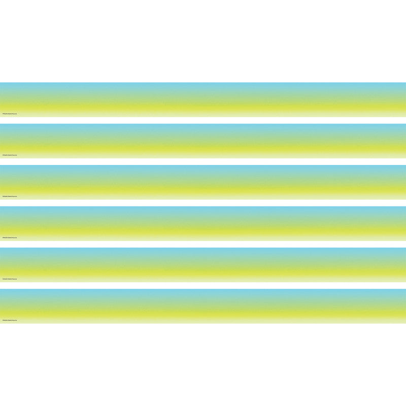 Aqua and Lime Color Wash Straight Border Trim, 35 Feet Per Pack, 6 Packs